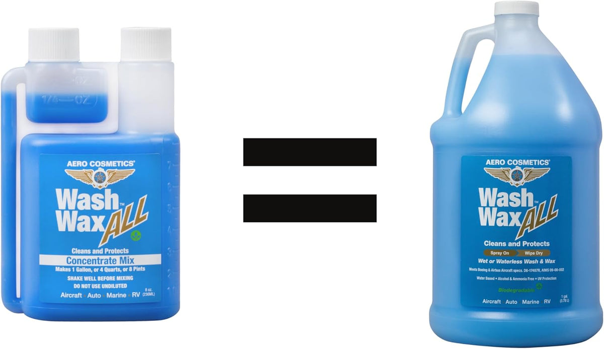 Wet or Waterless Car Wash Wax 128 Fl. oz, UV Protection. Cleans, Protects, and Shines. Aircraft Quality Just Spray On and Wipe Dry Anywhere, Anytime, Home, Office, School, Garage, Parking Lots.