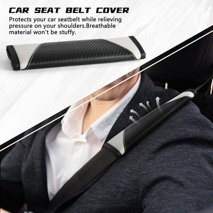 2PCS Car Seat Belt Cover Pad, Soft Carbon Fiber Leather Seatbelt Shoulder Protector for a More Comfortable Driving, Universal Safety Belt Strap Cover to Protect Your Neck (Blue)
