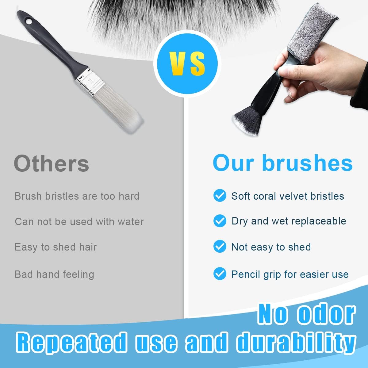 Ziciner 2 PCS Double Head Brush for Car Clean, Soft Auto Interior Duster Detailing Brushes, Universal Vehicle Dashboard Screen, Air Vents, Computer etc Cleaning Tool Accessories (Black)