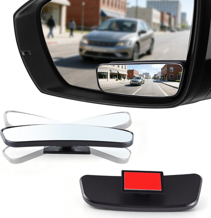 LivTee 2PCS Round Blind Spot Mirror, HD Glass and ABS Housing Convex Wide Angle Rearview Mirror with Adjustable Stick for Universal Car, Black