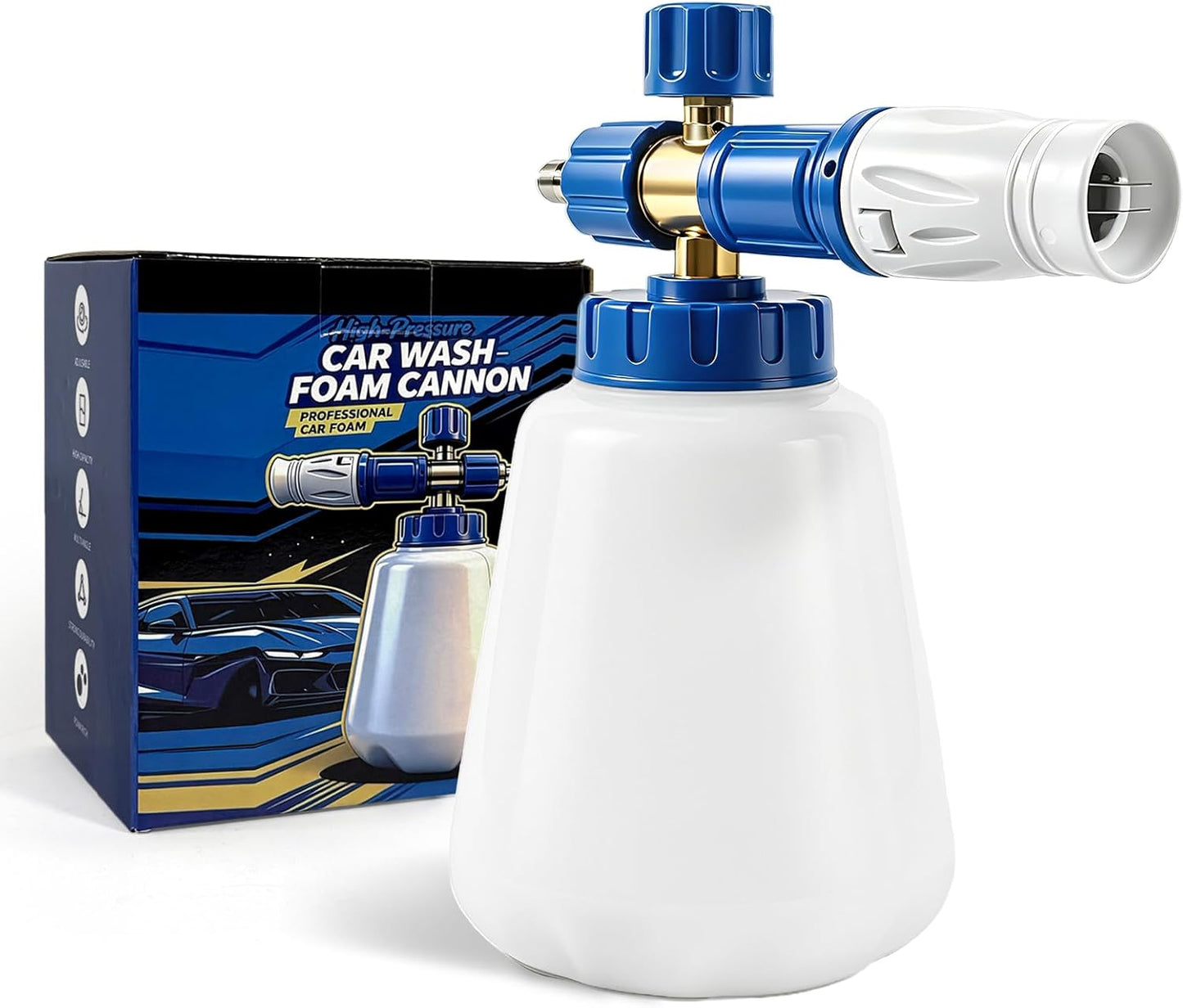 ESP Foam Cannon Snow Foam Lance Pressure Power Jet Washer Quick Release Adjustable Nozzle with 1 Liter Bottle Washing Mitts 1 Towel