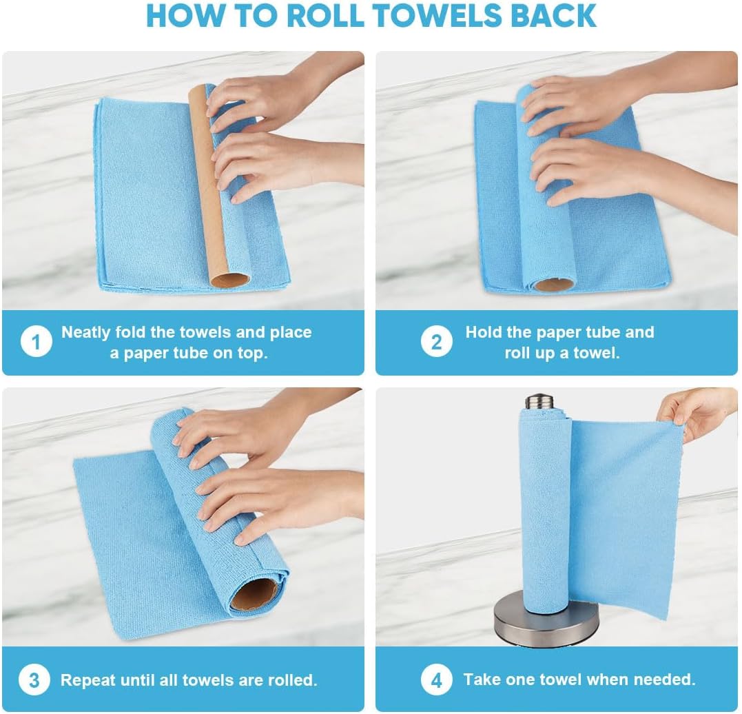 AIDEA Microfiber Cleaning Cloth Roll, Grey 75PK, Reusable Paper Towels Tear Away Cloth, Microfiber Towels for Cars, Wash Cloths, Lint Free Rags for House, Kitchen,Window,Cleaning Supplies 11.5"×11.5"