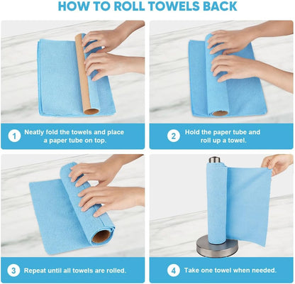 AIDEA Microfiber Cleaning Cloth Roll, Grey 75PK, Reusable Paper Towels Tear Away Cloth, Microfiber Towels for Cars, Wash Cloths, Lint Free Rags for House, Kitchen,Window,Cleaning Supplies 11.5"×11.5"