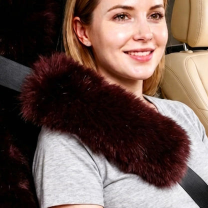OGLAND Authentic Sheepskin Car Seat Belt Pad,2 Pack Soft Seat Belt Cover for Shoulder Pad Neck Cushion Protector Car Accessories by Genuine Natural Merino Wool (Misty Gray) - Colors A