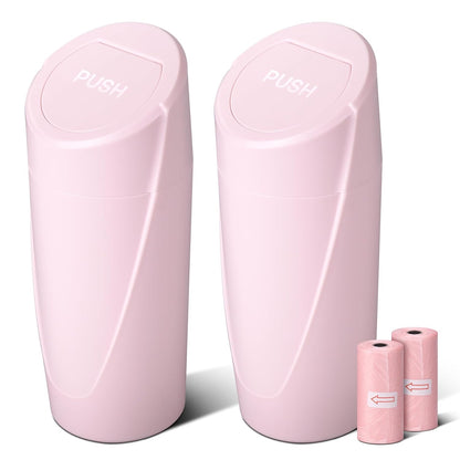 Car Trash Can Bin with Lid - Car Garbage Can Cup Holder - Pink Mini Leakproof Vehicle Garbage Bin with 20pcs Trash Bags - Automobile Organizers and Storage for Front Back Seat Accessories