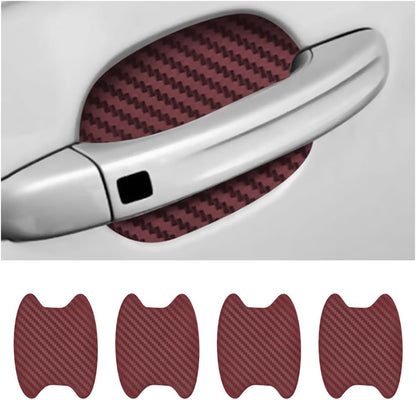 4PCS Sticker, Carbon Fiber Anti-Scratches Car Door Cup Protector, Non-Marking Auto Door Handle Protective Film, Universal for Most Car Handles (Black/4PCS)