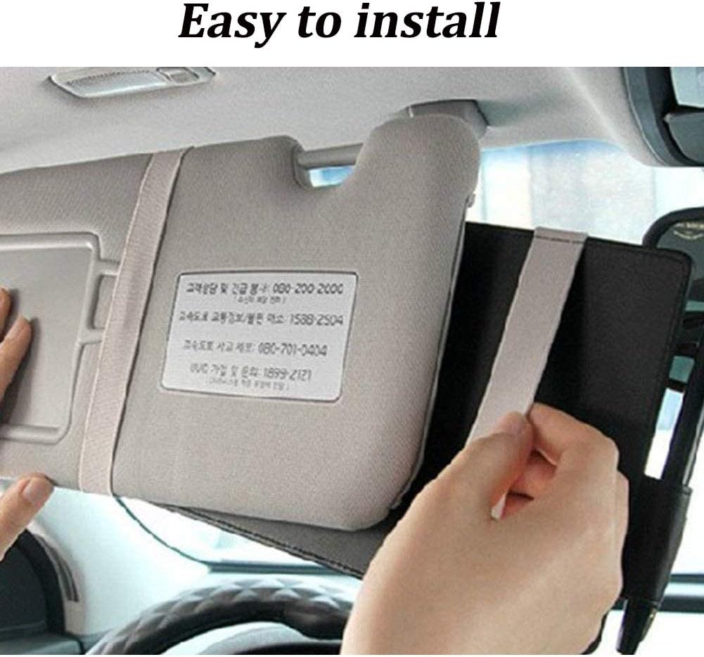 Car Visor Organizer, Auto Interior Accessories, Car Truck SUV Storage Pouch Holder, with Multi-Pocket Net Zipper (Black)