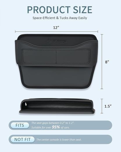 FLORICH Car Seat Gap Filler, Pro-Seats Gap Filler Organizer and Storages 2-in-1, Premium Leather Center Console Organizer, Car Organizer Front Seat Universal Fit for Car SUV Truck