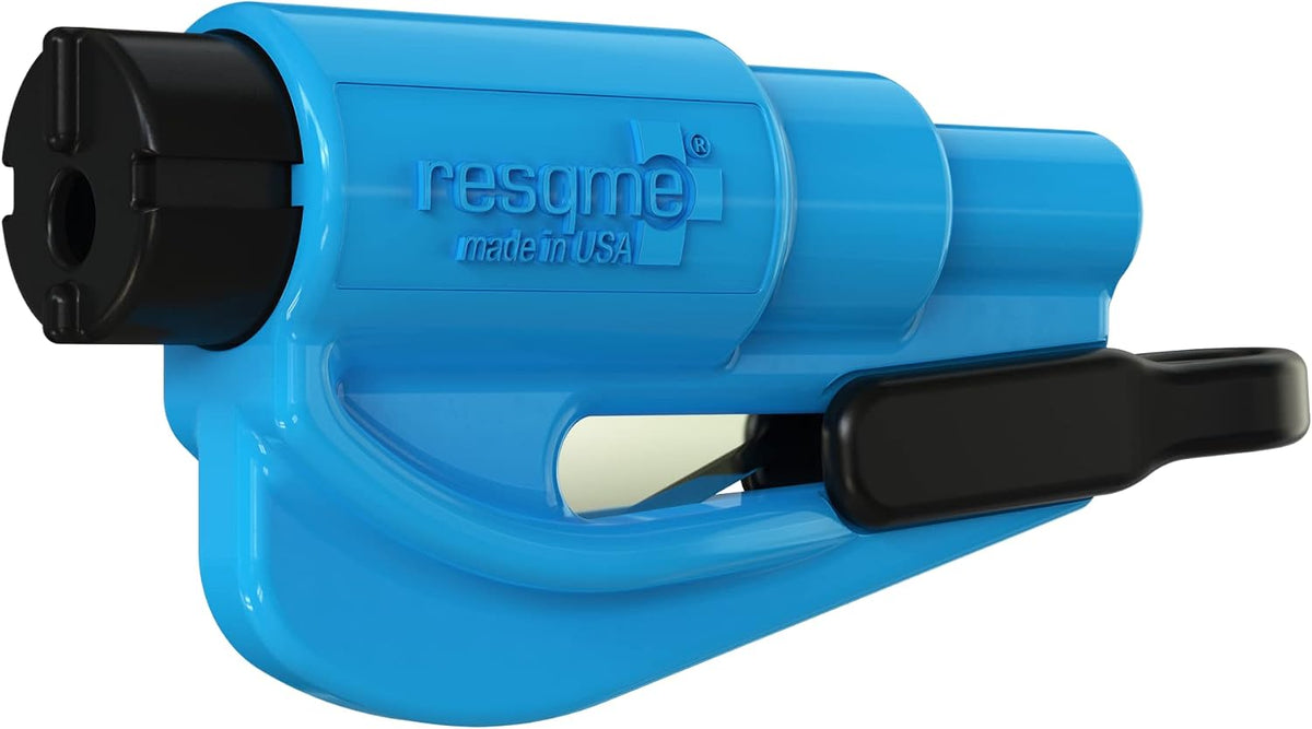 resqme The Original Emergency Keychain Car Escape Tool, 2-in-1 Seatbelt Cutter and Window Breaker, Made in USA, Yellow - Compact Emergency Hammer