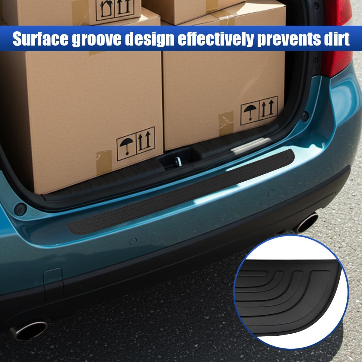 Craedli Car Rear Bumper Protector, 36" x 2.9" Anti Scratch Anti Collision Trunk Door Edge Guard, Non Slip Self Adhesive Automotive Exterior Protection Strip Accessories for Most Cars(36IN)