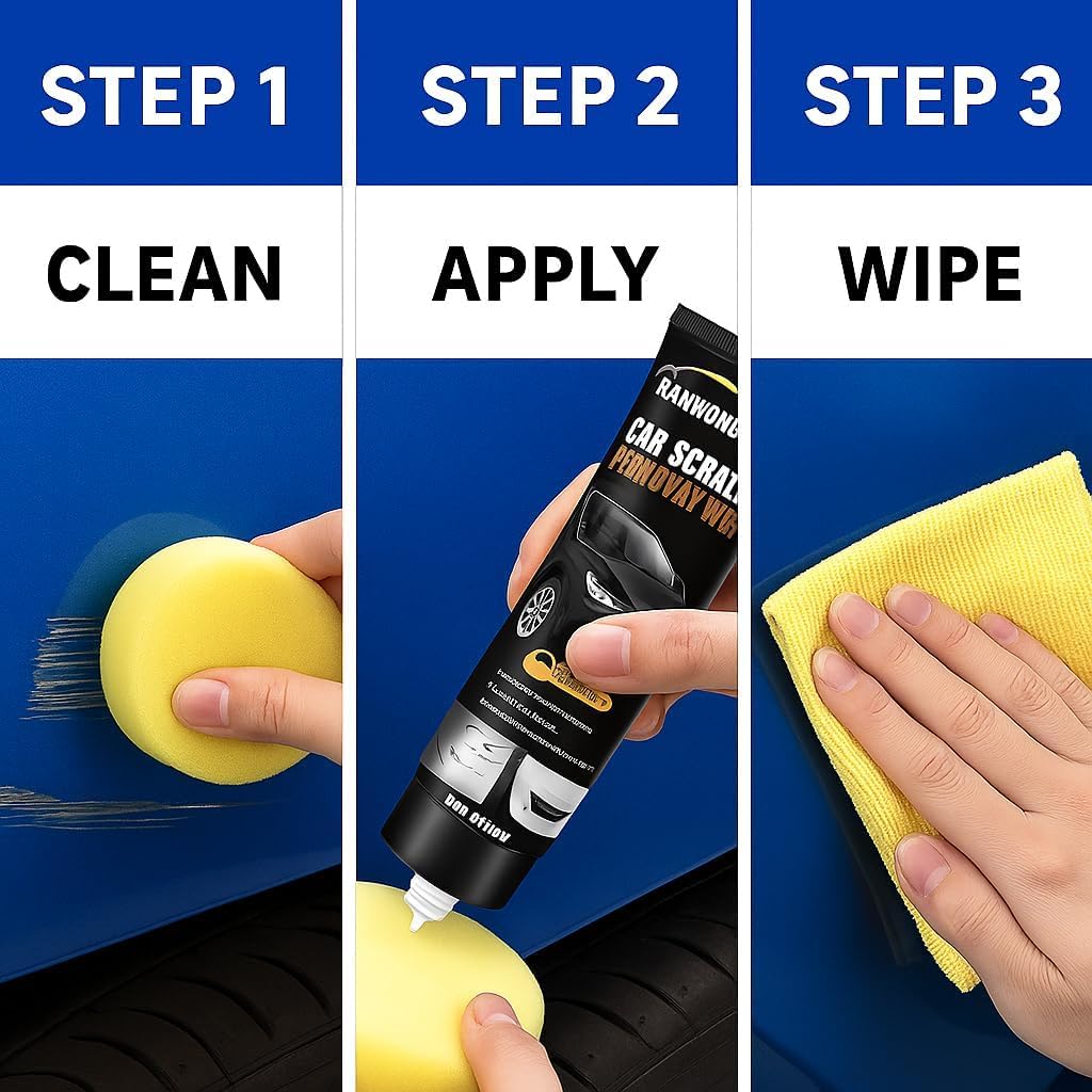 Car Scratch Removal Wax Kit - Polishing Cream with Towel & Sponge | Automotive Paint Scratch Remover & Swirl Repair | Restores Shine, Removes Marks, Protects Paint | Safe for All Car Colors
