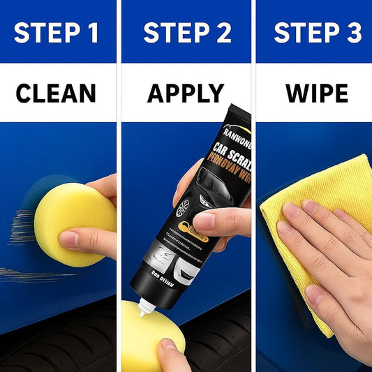 Car Scratch Removal Wax Kit - Polishing Cream with Towel & Sponge | Automotive Paint Scratch Remover & Swirl Repair | Restores Shine, Removes Marks, Protects Paint | Safe for All Car Colors