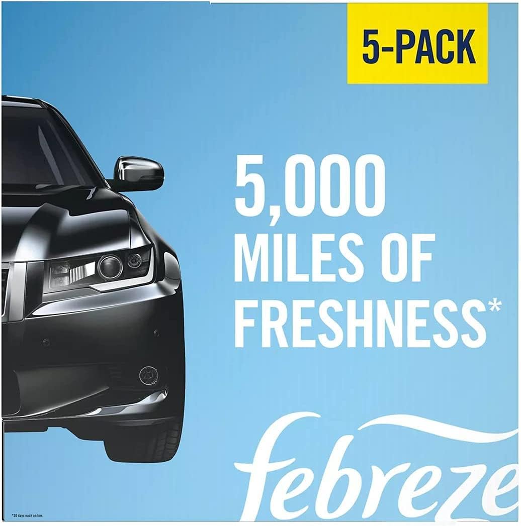 Febreze Car Air Freshener Vent Clip Platinum Ice Scent, .07 oz. Car Vent Clip, Pack of 4