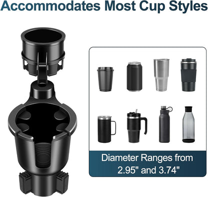 JPart Car Cup Holder Expander, Cup Holder Expander, Cupholder Expander with Adjustable Extension Base and 360° Rotation Design, Fits Mugs, Cups, Large Water Bottles in 2.9"-3.8" (10-46oz), Black
