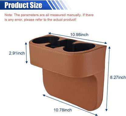 Car Cup Holder, Auto Front Seat Organizer, Multifunctional Cup Drink Holders with PU Leather Cover, Gap Filler Storage Box Coin Bucket Console Side Pocket Cell Mobile Phone Holder (Black)