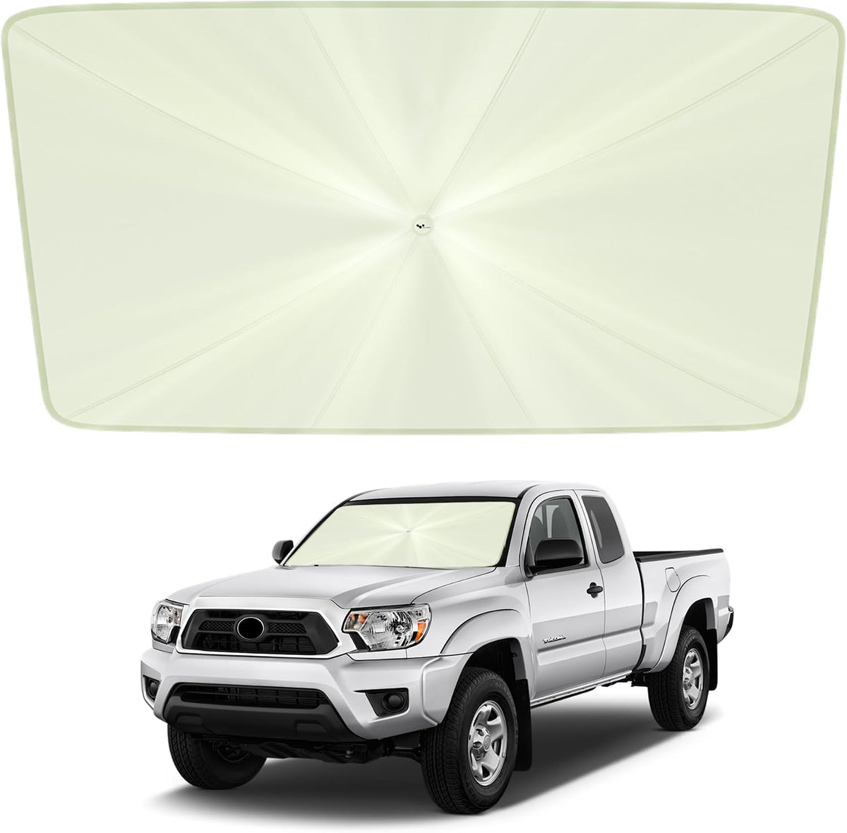 helloleiboo Car Windshield Sun Shade Umbrella 57" x 32", Windshield Sun Shade Foldable with 5-Layer Thickened Vinyl Coating Reflective Heat & UV Protection Fits Most Sedans & Compact SUVs