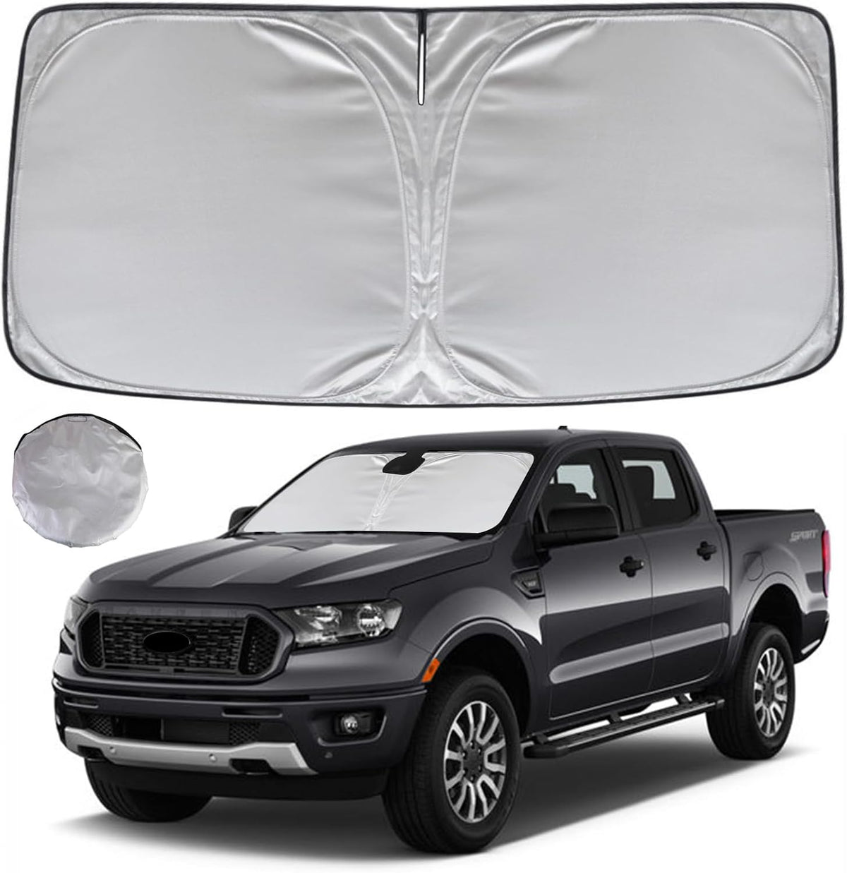 KAYZT Windshield Sun Shade for 2019-2025 2026 Chevy Silverado 1500 /GMC Sierra 1500 2500HD 3500HD Foldable Sunshade Front Window Custom Fit Car Accessories - Colors B