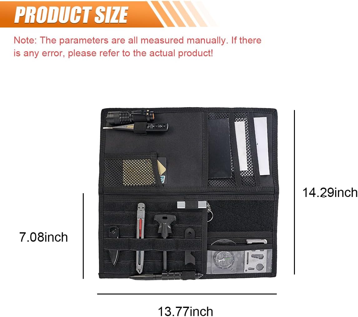 ZIMISI Tactical Molle Car Visor Organizer, 600D Oxford Cloth Truck Visor Molle Panel Sunshade Storage Pouch Holder with Multi-Pocket, Tactical Gear Car Sun Visor Organizer for Most Cars (Black)