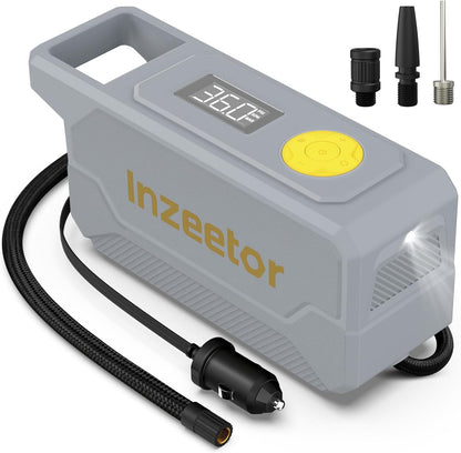 150 PSI Tire Inflator Portable Air Compressor, 12V DC Auto Shutoff Air Pump with Digital Pressure Gauge and Emergency LED Light for Car Tires, Bicycle & Balloons, Black
