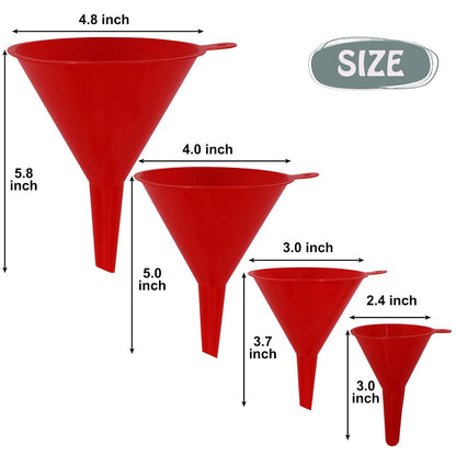 Plastic Oil Funnels for Automotive Use Set of 5, Large Flexible Fuel Funnel with Long Hose for Gas Transfer,Wide Mouth Gasoline Funnels for Cars Boat Canning and Bottle