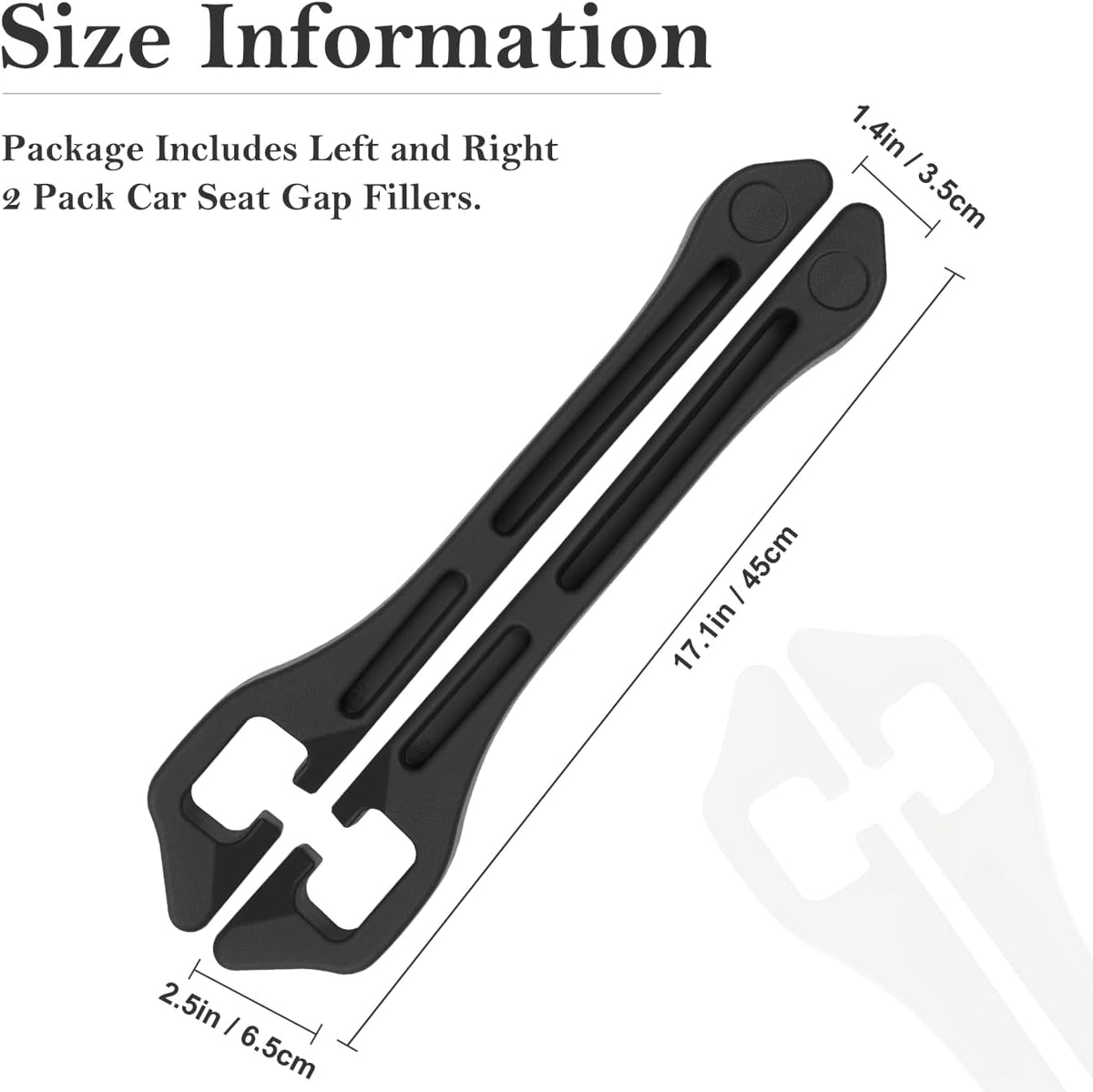 Car Seat Gap Filler 2-Pack, Universal Car Seat Gap Filler Organizer, Seat Gap Plug – Fills Gap Between Seat & Console, Drop-Proof Guard for Phones, Keys & Cards, Fits Cars, SUVs, Trucks, Black
