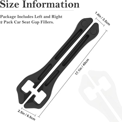 Car Seat Gap Filler 2-Pack, Universal Car Seat Gap Filler Organizer, Seat Gap Plug – Fills Gap Between Seat & Console, Drop-Proof Guard for Phones, Keys & Cards, Fits Cars, SUVs, Trucks, Black