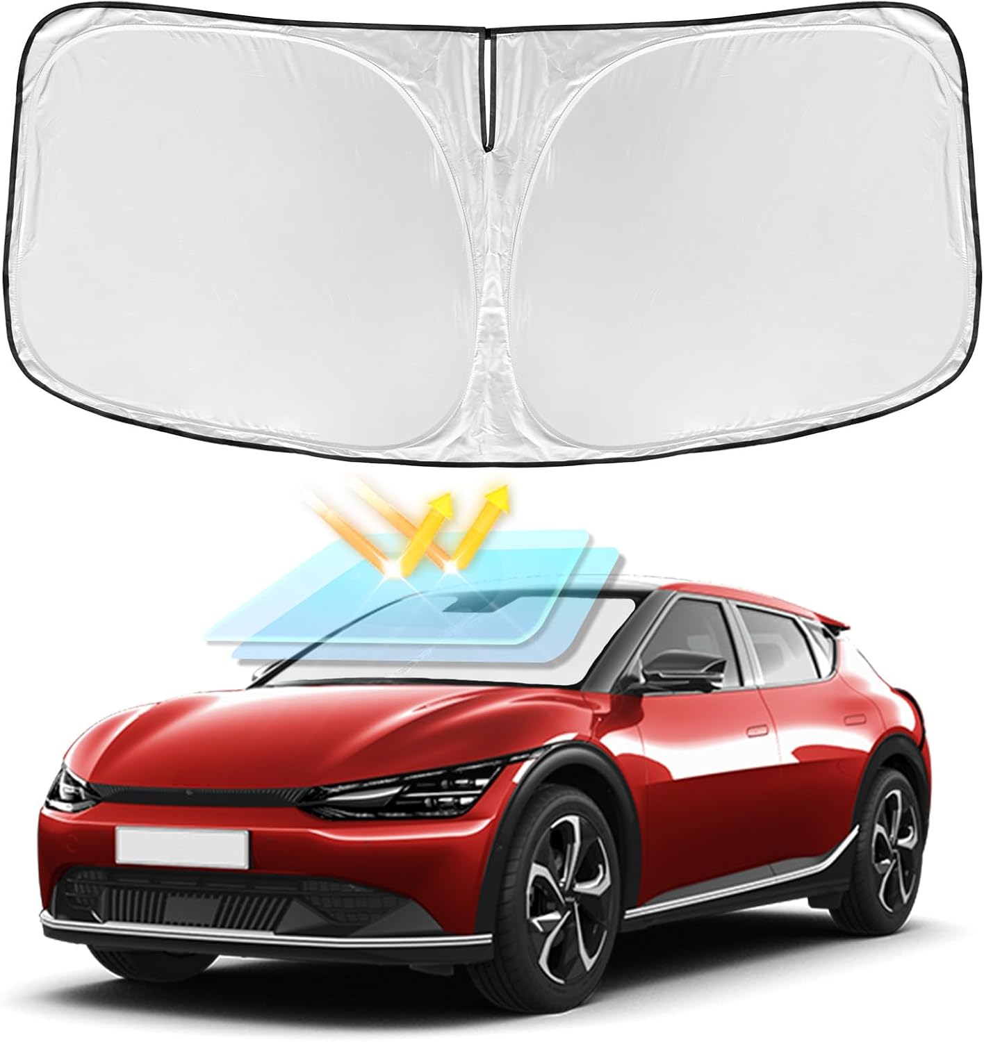 for Toyota Tacoma 2016-2023 2024 2025 2026 Sun Shade Sunshade Windshield Cover - 4 Layers Front Window Shade Custom Fit Tacoma 2Dr 4Dr Pickup Sun Visor 240T Shade Blocks UV Rays Car Accessories - Colors D