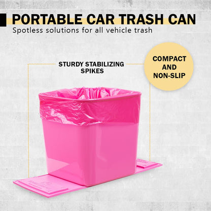 Car Trash Can with Stability Wings – Leakproof Portable Garbage Bin for Fabric & Rubber Mats – Compact Durable Plastic Auto Organizer for Cars, SUVs, Trucks (Black, Large)