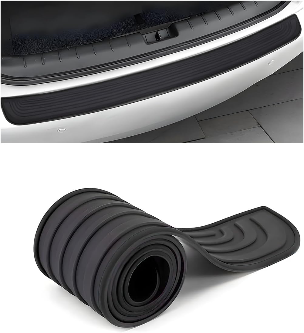 Car Rear Bumper Protector Guard, Anti-Scratch Auto Trunk Door Entry Protection Strip, Non-Slip Rubber Bumper Protective Cover Guard for Most Cars Trucks SUVs (Black, 41")
