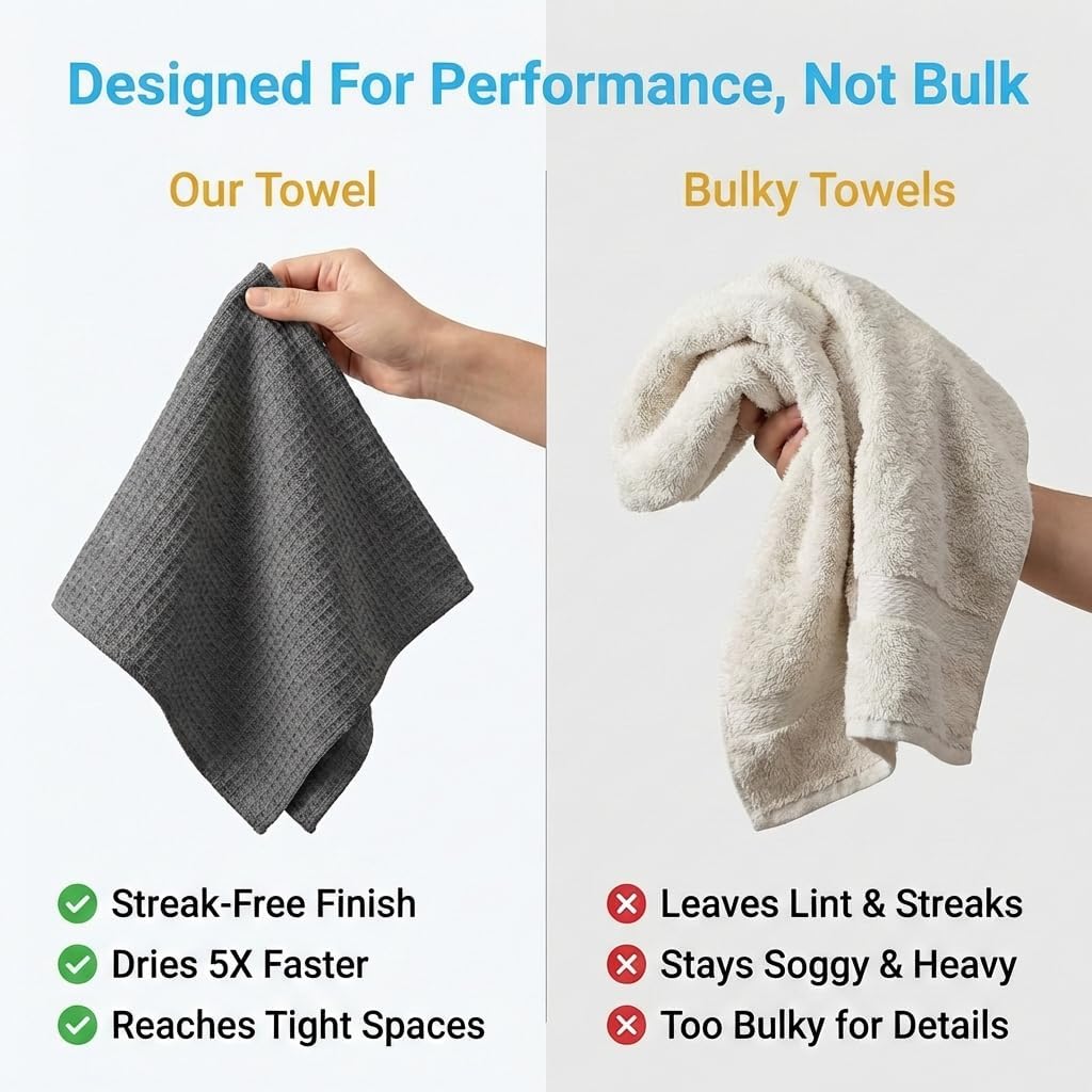 Microfiber Towels for Cars - 15.7" x 15.7" inches, Highly Absorbent Professional Grade Drying Towel Set for Superior Cleaning and Drying Performance - Car Drying & Kitchen Towel - Pack of 3