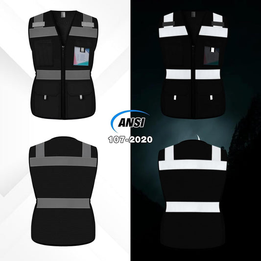 Reflective Vest for Women, Mesh Womens Safety Vest with 11 Pockets and Zipper, Hi Vis Neon Construction Work Vest for Lady Surveyors/Workers, Snugly-Fitted, ANSI Compliant (U-Yellow, S)