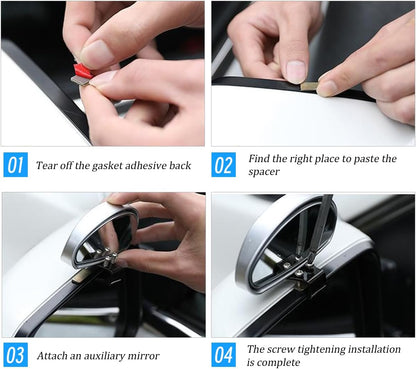 Mandark 2PCS Car Blind Spot Mirror, Rectangle HD Glass Convex Vehicle Rearview Mirror, Wide Angle Adjustible Auto Exterior Blindspot Side View Mirror, Universal for SUV, Sedan, Truck (Black)