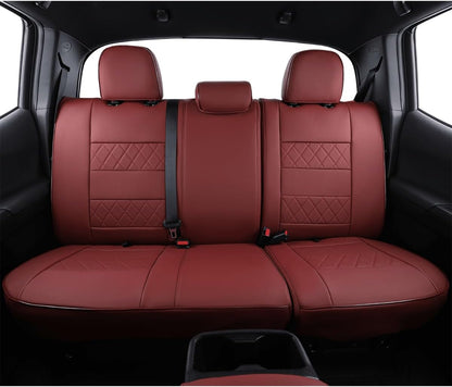 EKR Tacoma Car Seat Covers Custom Fit for Toyota Tacoma (Petrol) 2024 2025 2026 DoubleCab/CrewCab SR/SR5/TRD Sport/TRD Off-Road/Limited -Truck Seat Covers Full Set,Faux Leather(Black)