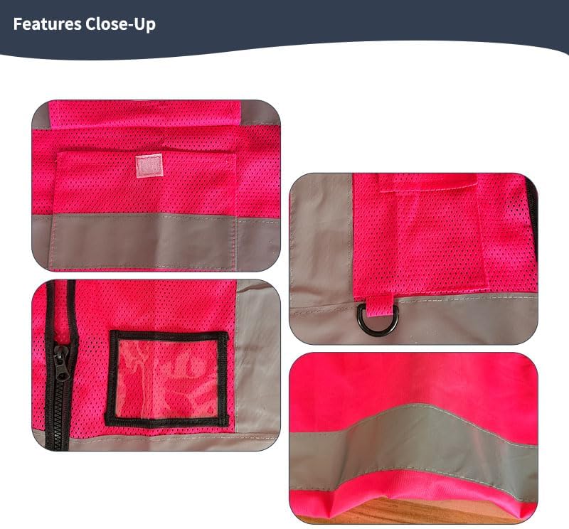 Reflective Safety Vest for Women Men High Visibility Security With Pocket Zipper Front Meet ANSI/ISEA Standard