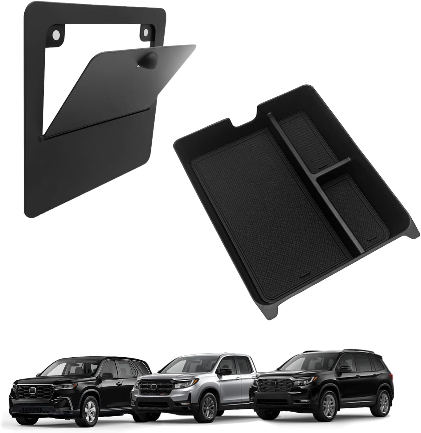 Muslogy Center Console Organizer Compatible with Honda Pilot 2023 2024 2025 2026, 2024-2026 Ridgeline/Passport Center Console Storage Box Divider Inserts Interior Accessories ABS Material(Gray)