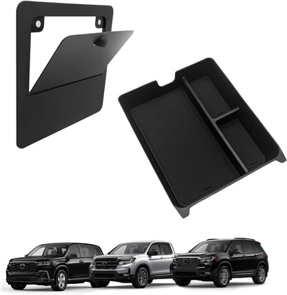 Muslogy Center Console Organizer Compatible with Honda Pilot 2023 2024 2025 2026, 2024-2026 Ridgeline/Passport Center Console Storage Box Divider Inserts Interior Accessories ABS Material(Gray)