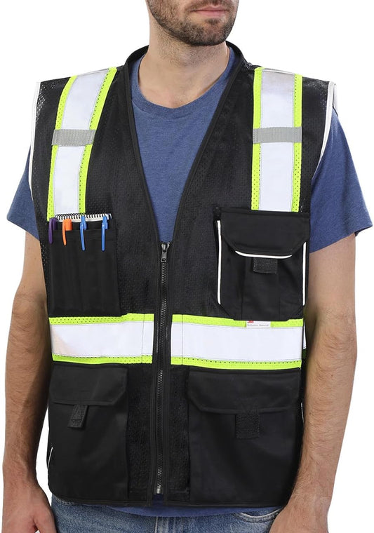 Dib Safety Reflective Mesh Vest ANSI Class 3, High Visibility with Pockets and Zipper, Made with 3M Reflective Tape, Yellow XL