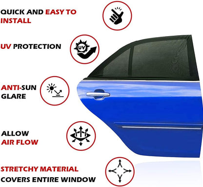 Car Window Shades, 2 Pack Breathable Mesh Car Side Back Window Sun Shades, Stretchy Window Screen for Baby Family Pet UV Protection, Window Covers Fit for Most(95%) of Cars - (Medium 39"x19")