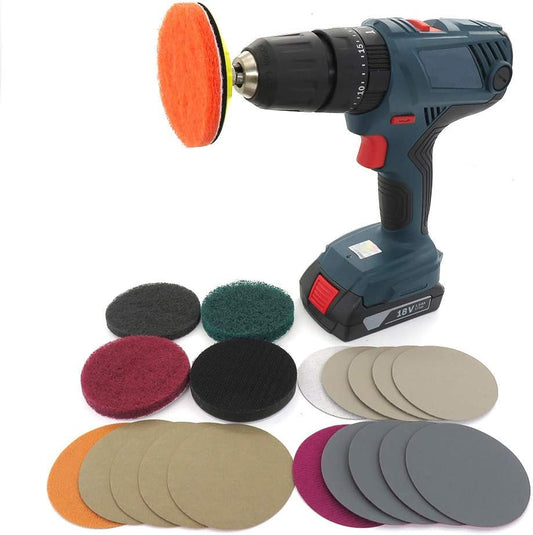Car Headlight Restoration Kit, 3 Inch Car Polishing Sanding Discs with 1/4 Inch Shank Backing, Scouring Pads, Buffing Sponge, Soft Interface, Woolen Buffer, 41PCS