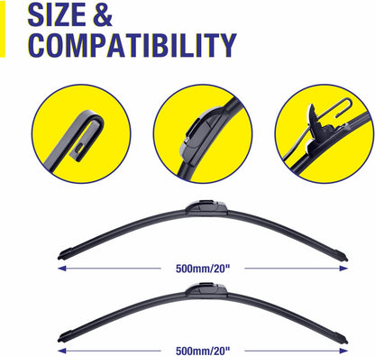 20"-2 Pack Windshield Wiper Blades Replacement For Ford F150 F250 F350 F450 F550 2008-1999 Expedition 2006-1999 Explorer 2010-2005 Mustang 2004-1999, Windshield Wiper Blades For My Car
