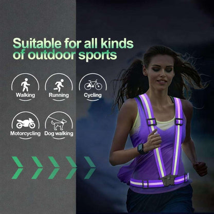 2 Packs Reflective Vest Running Gear, High Visibility Reflective Running Gear Adjustable Elastic Safety Vest for Night Jogging, Biking, Walking or Dog Walking, Running Vest for Men Women Children