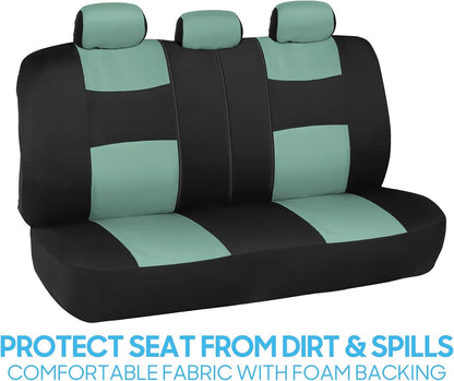BDK PolyPro Car Seat Covers Full Set in Charcoal on Black – Front and Rear Split Bench for Cars, Easy to Install Cover Set, Accessories Auto Trucks Van SUV