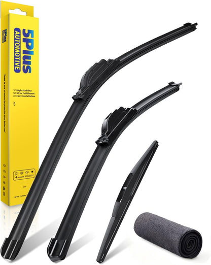 5 PLUS 26"+17" Windshield Wipers Blade Replacement for Nissan 02-06 19-24 Altima/07-12 20-24 Sentra/20-24 Versa Wiper Blades-Front All-Weather Wiper Blades Exact fit J-Hook Type (Pack Of 2)