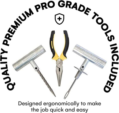 Boulder Tools Tire Repair Kit - Professional Heavy Duty Tire Plug Kit, Tubeless Tire Repair Kit for Flat Tire & Puncture Repair on Cars, Trucks, SUVs, ATVs, UTVs, RVs & Motorcycles