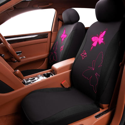 Flying Banner Butterfly car seat Covers ful Set Fashion Universal Lady Woman Female Rear Bench Split Colorized (Pink, 2 Fronts - Lace)