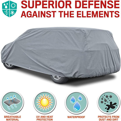 Motor Trend 4-Layer 4-Season Auto (Waterproof Outdoor UV Protection for Heavy Duty Use Full Car Cover for Vans, Suvs, Crossovers up to 210")