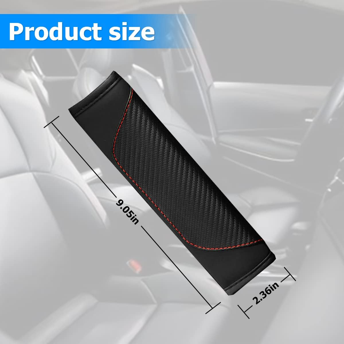 AUCELI 2PCS Car Seat Belt Cover, Carbon Fiber Seatbelt Shoulder Strap Covers, Breathable Leather Soft Harness Pad Protect Your Neck and Shoulder Compatible with Cars