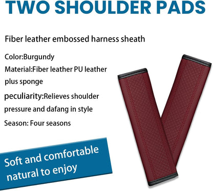 Osilly 2PCS Car Seat Belt Cover, Carbon Fiber Seatbelt Shoulder Protection, Soft Car Seat Belt Strap Cushion Protect Your Neck and Shoulder, Car Accessories Seat Belt Pad for Car Truck (Red)