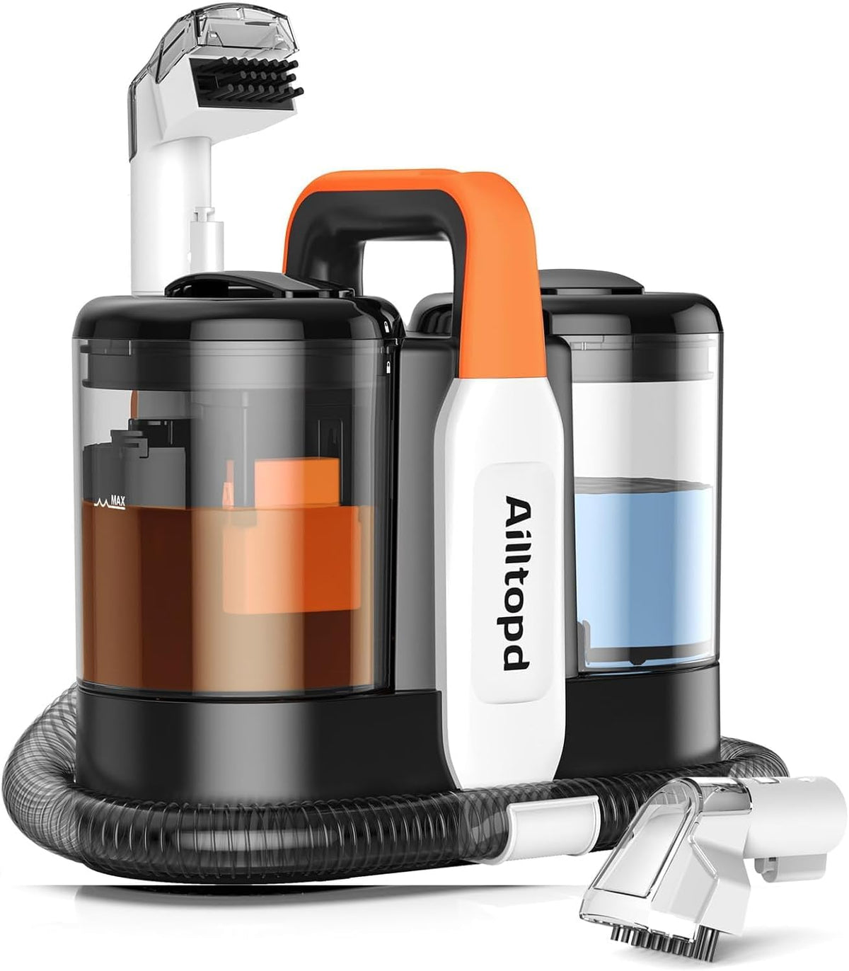 Portable Carpet & Upholstery Cleaner Machine, 15Kpa Strong Suction & Handheld Spot Cleaner Machine for Couch, Sofa, Car, Pet Stains, Furniture Cleaner with Cleaner Solution and Self-Cleaning System