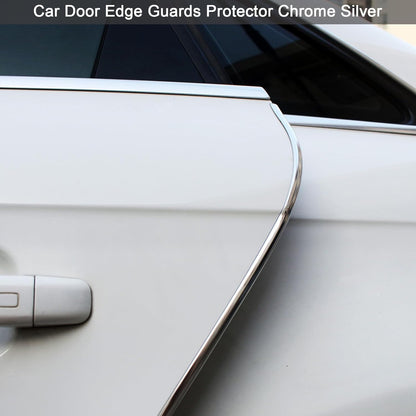 Car Door Edge Guards Chrome Silver Universal U Shape Moulding Trim Strip Automotive Guard Door Protector Decorative for Sedans, Trucks, SUV, ATV (32FT, Silver)